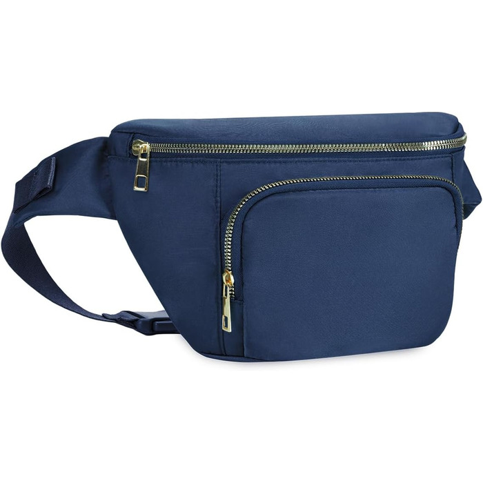 Чоловіча та жіноча бананка на пояс, стильна сумка-бананка з 4 кишенями на блискавці та регульованим ремінцем, ідеальна для подорожей та піших прогулянок (Запатентовано), колір: темно-синій