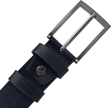 Чоловічий класичний ремінь NO LIMITS із натуральної шкіри, Made in Italy, синій, 4 см, довжина 120 см (розмір 50-54)