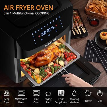 Hot Air Fryer 5QT XXL Fryer Hot Air Fryer Air Fryer with Silicone Liner, 8 Presets Quiet Air Fryer with Viewing Window Acekool 4.5L