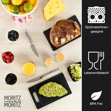 Набір дерев'яних обробних дощок Moritz & Moritz з гранітним дизайном, 25 x 15 см, BPA free, для сніданку, гігієнічний, придатний для миття в посудомийній машині (4 шт.)