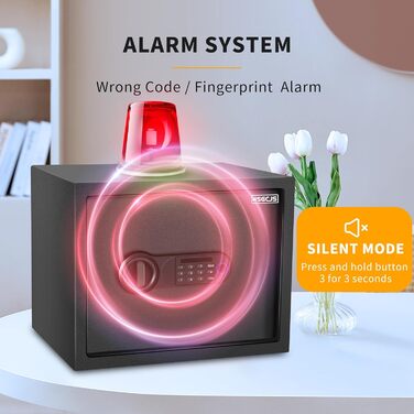 Сейф для дому з біометричним сканером відбитків пальців HSGCJS, 31 л, з паролем та клавіатурою, чорний