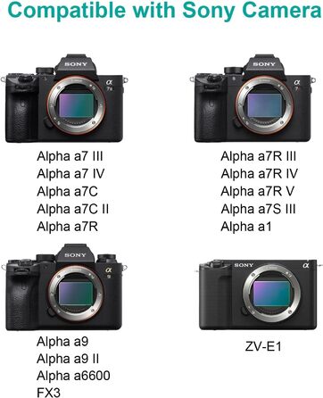 Акумулятор Hisewen NP-FZ100 та подвійний зарядний пристрій для Sony ZV-E10 II, Alpha A7III, A7RIII, A7RIV, A7RV, A7SIII, A7C, A7C II, A7CR, A6600, A9, A9II, FX3