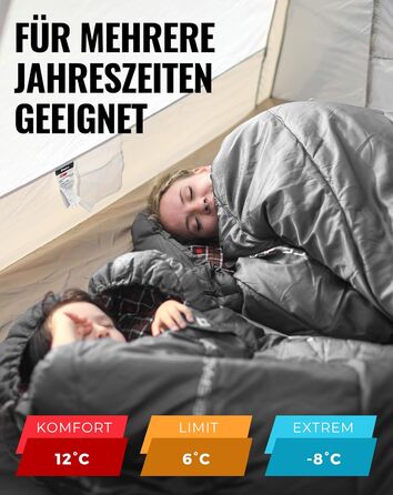 KingCamp XXL 3-Season Sleeping Bag - Oversized Adult Sleeping Bag for Camping, Backpacking, Hiking, Indoor & Outdoor Use (Classic Grey)