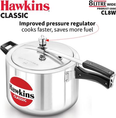 Скороварка Hawkins Classic CL8W, алюміній, 8 л, середня, срібляста
