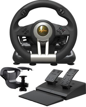 PXN V3 Pro - Геймерське кермо з педалями для ПК, PS4, PS3, Xbox, Nintendo Switch (180°, вібрація, перемикач)