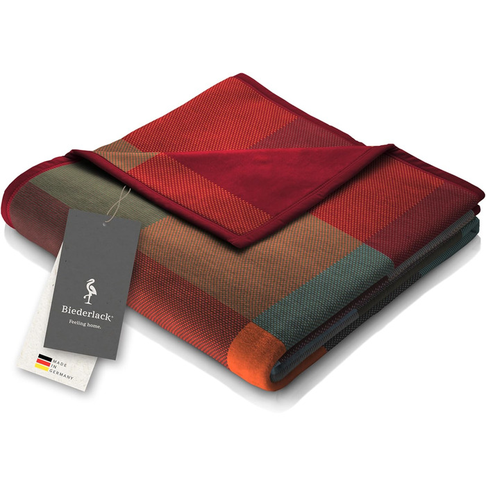 Biederlack® Fluffy Snuggle Blanket Pure Cotton Check I Made in Germany I Öko-Tex Made in Green I Colorful Throw Blanket made of 100% Cotton I Couch Blanket 150x200 cm I sustainably produced