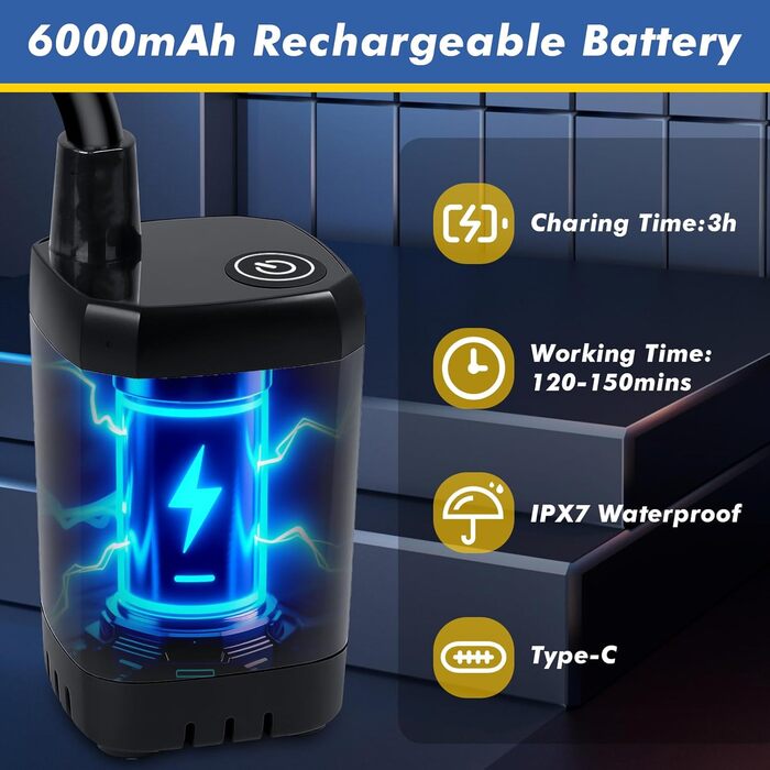 Портативний душ Fohil для кемпінгу, 6000mAh, водонепроникний IPX7, з цифровим дисплеєм для пляжу, походу, подорожей та миття тварин