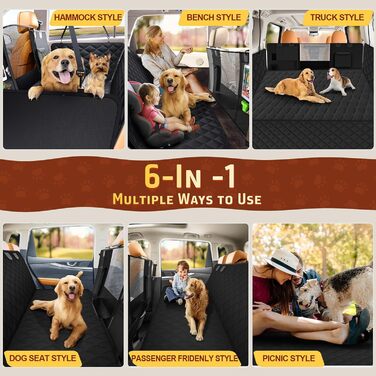 Захист для автосидіння для собак Gimars 6-в-1 з боковими панелями та віконцем, 100% водонепроникний, з килимком, підходить для всіх типів авто