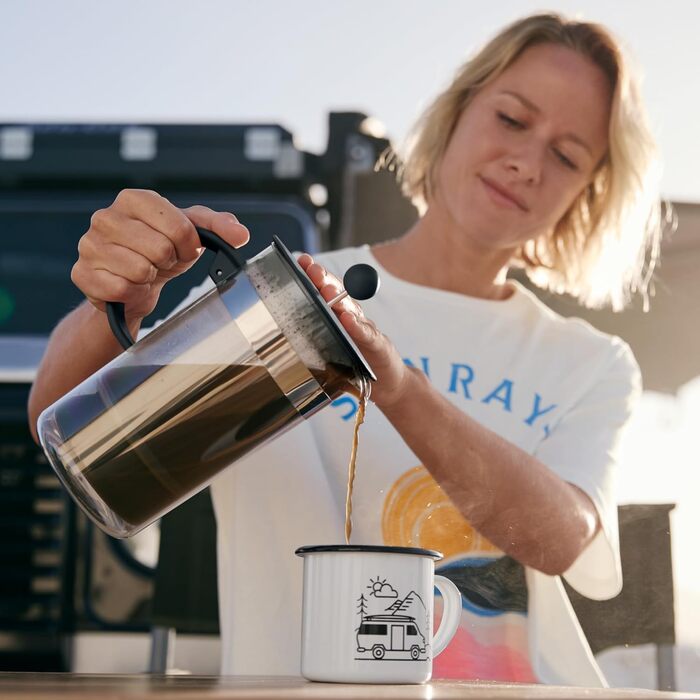 Bodum French Press 1000 мл - френч-прес для приготування кави, чорний, з подвійними стінками, для кемпінгу