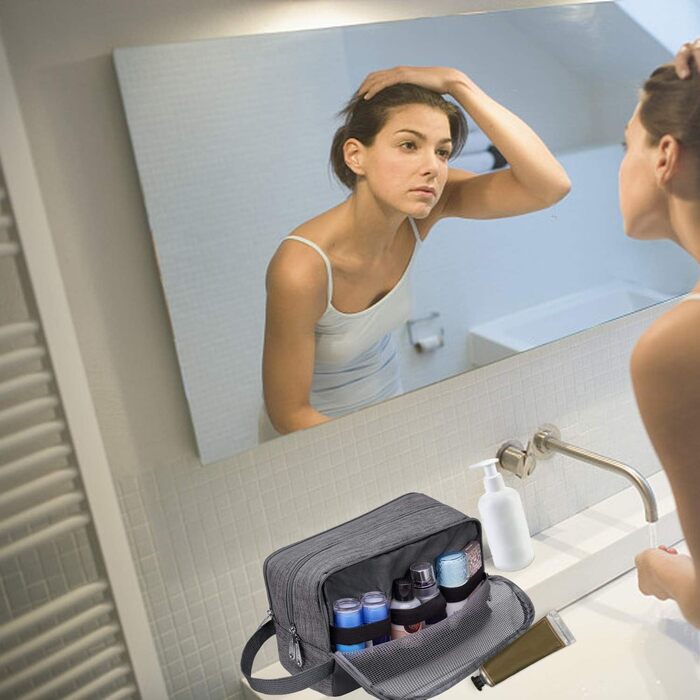 Чоловічий туалетний аксесуар WANDF для подорожей - Косметичка-органайзер для подорожей, Джинсовий сірий