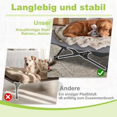 Зручне складане ліжко для собак - дихаюче, підняте, для собак до 60 кг, ідеально для кемпінгу та саду, Outdoor/Indoor, 87 x 87 x 33 см