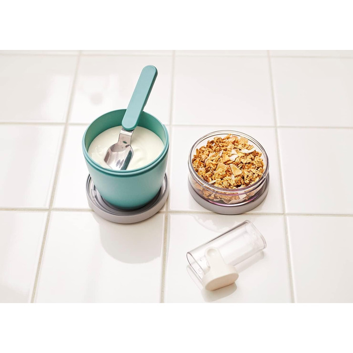 Mepal Lunchpot Set with Folding Spoon, Ellipse – Vivid Mauve – practical muesli cup and container for transporting food
