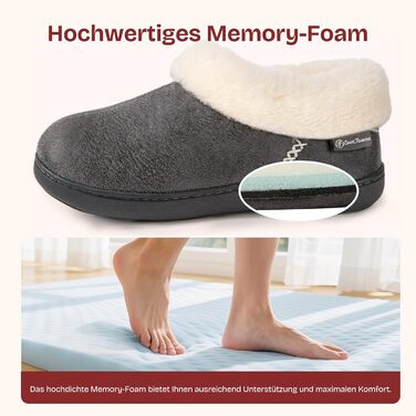 Тапочки жіночі EverFoams зимові антиковзаючі теплі з плюшу та меморі-піною (38/39 EU, темно-сірий)
