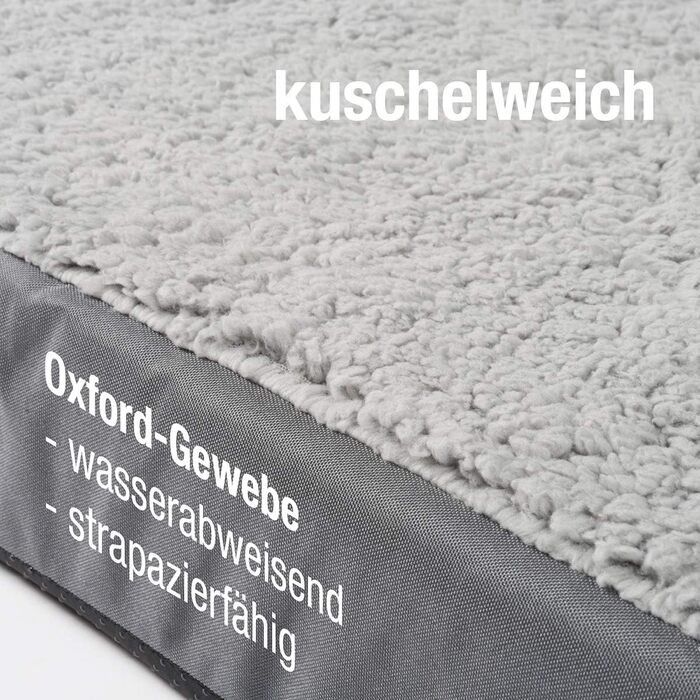 JAMAXX Orthopedic Dog Bed - Joint-Friendly Memory Foam Visco - Washable, Removable Lambskin Cover/Water-Repellent Oxford Fabric - Robust and Cozy Dog Bed PDB1012, 90x65 (M), Grey