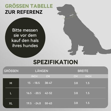 Тактичне обплетене нашийник для собак з ручкою, водонепроникний нашийник з Airtag, товстий регульований нашийник для собак з м'якою підкладкою, металева застібка для середніх та великих собак (Хакі, L(18'-23'))