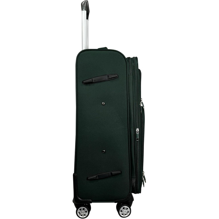 Чемодан-валіза на колесах, тканинний, розширюваний, з подвійними колесами (M/L/XL/XXL або набір 4 шт.), м'яке багаж (фіолетовий, ручна поклажа (55 см)), (ручна поклажа (55 см), смарагдовий)