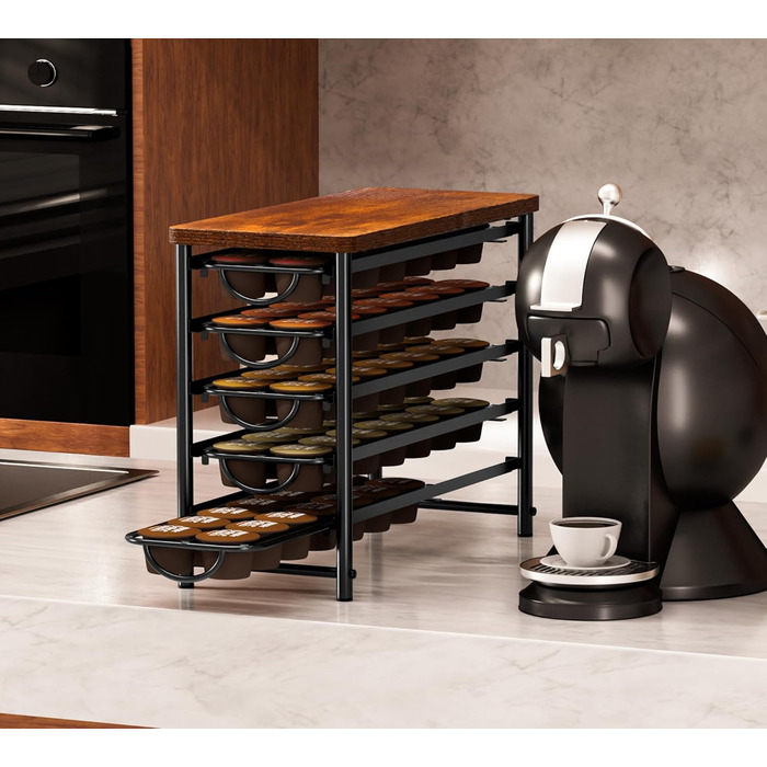 Тримач для капсул кави Dolce Gusto, 5-ярусний металевий ящик для капсул з тихими направляючими та антиковзними ніжками (на 72 капсули)