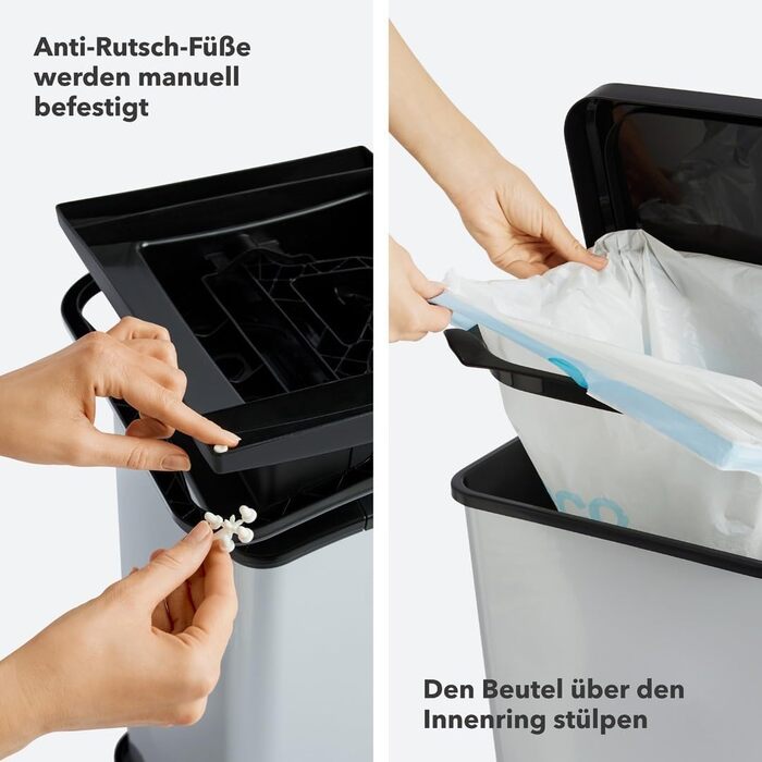 Відро для сміття Ho Paso 20л з кришкою, пластик (PP перероблений), BPA-free, блакитне