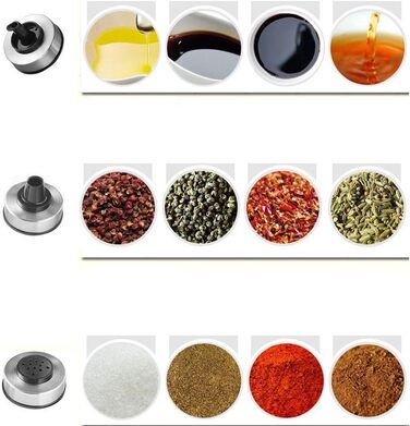 Spice Jar Oil Bottle Salt and Pepper Shakers Glass Jars with Rotating Holder, 100ml (6-Jar)
