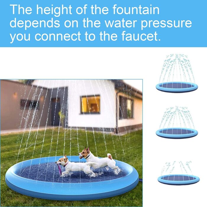 Dog Pool for Dogs, Splash Pool for Pets, 100cm Foldable Sprinkler and Splash Play Mat, Dog Splash Pool, Summer Toy, Spray Cushion Garden Outdoor Portable Sprinkler (M-150cm)