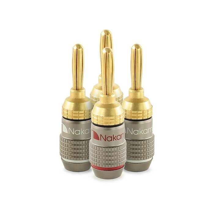 З'єднувачі банани Nakamichi FanLock Excel-Serie 24K, 10-18 AWG, 4 мм, для аудіокабелів, 4 шт. (2 пари)