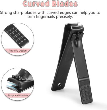 Набір для манікюру 19 предметів: професійний ніж для обрізання нігтів з нержавіючої сталі, чорний шкіряний футляр, портативний набір для догляду за нігтями для подорожей або дому, подарунок