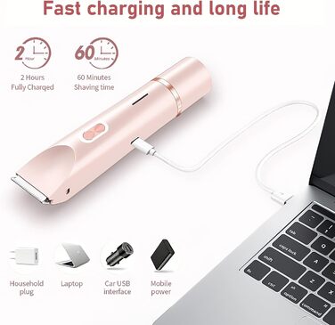 Електричний жіночий епілятор 2-в-1, водонепроникний, для обличчя, тіла, ніг, бікіні (рожевий)