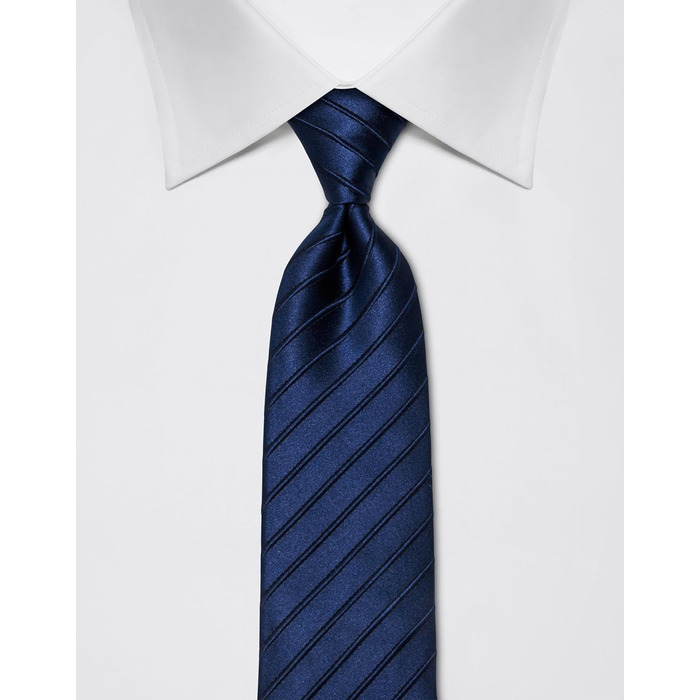 Краватка чоловіча Vincenzo Boretti, шовк, темно-синя в смужку, 8 см, для костюма та сорочки, діловий стиль, весілля