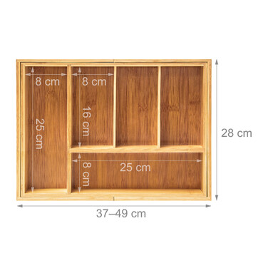 Relaxdays Bamboo Cutlery Box Adjustable XL