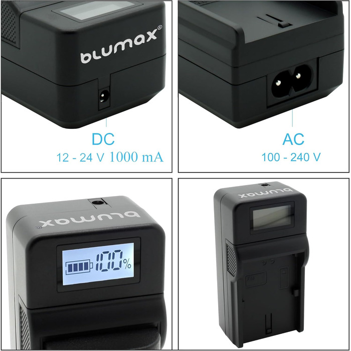 Зарядний пристрій Blumax LCD Dual для акумуляторів Nikon EN-EL15a/b/c - сумісний з Nikon D500, D850, Z7 II, Z6 III, Z5, Zf