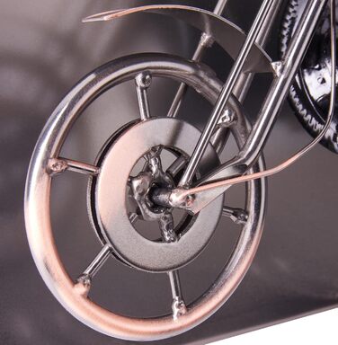 BRUBAKER Motorcycle Wine Bottle Holder Set - Wall Art Picture Metal - with 3 Glass Holders - including Greeting Card for Wine Gift
