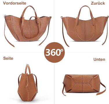 Жіноча сумка-шопер TIAASTAP з екошкіри, елегантна сумка на плече для університету, покупок, подорожей (Camelbraun Mini)