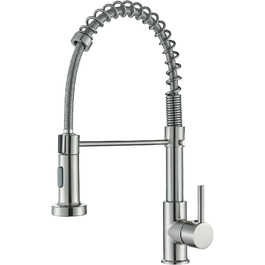 Кран кухонний Hbronzeshower з висувною лійкою, 360° обертання, нержавіюча сталь, щіткований нікель