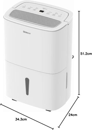 SHINCO 30L Електричний осушувач повітря з Wi-Fi, 105 м³, 5L бак, таймер, фільтр, безперервний злив (SDZ1-30D-M)