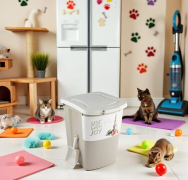 Rotho Archie Pet Food Container 38L with Lid - BPA-Free Plastic, Multi-Color, Beige - Large Capacity Storage