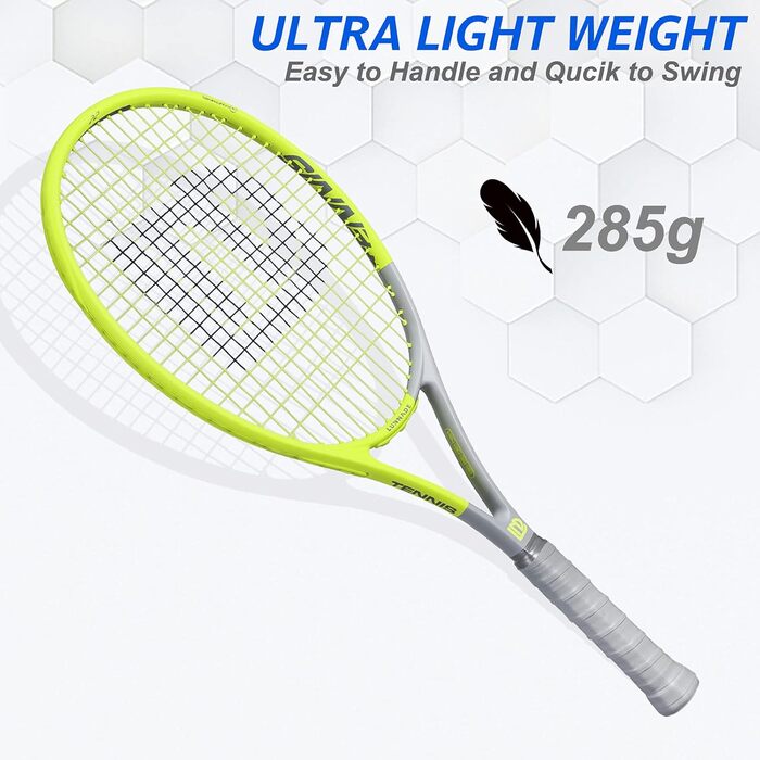 Тенісний racket LUNNADE для дорослих, легкий, з чохлом, для початківців та професіоналів (27 дюймів, жовтий Head)
