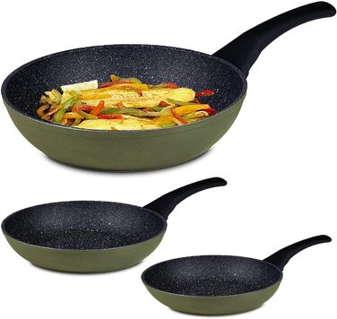 Набір антипригарних сковорідок Avilia (4 шт., 16-28 см) з покриттям AM Salus Hard System, ізольовані ручки, Made in Italy