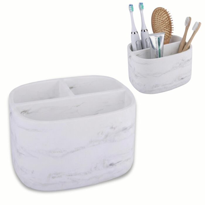 Набір для ванної кімнати 4 предмети з піддоном - дозатор для мила (цинковий сплав), стакан для зубних щіток, мильниця та поличка - мармуровий малюнок, бамбук - сучасний органайзер Marble