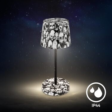 LED настільна лампа BRILONER з бездротовим живленням, регульована яскравість, сенсорне управління, для дому та кемпінгу, з дизайном черепів, Ø105x260 мм