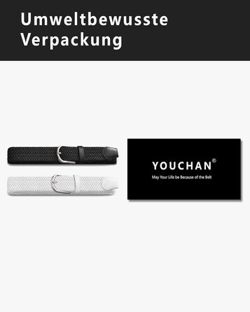 YOUCHAN 2 шт. ремені для жінок та чоловіків, еластичні плетені ремені, 3,3 см, регульовані, тягнуться, унісекс (чорний + білий, 100 см)
