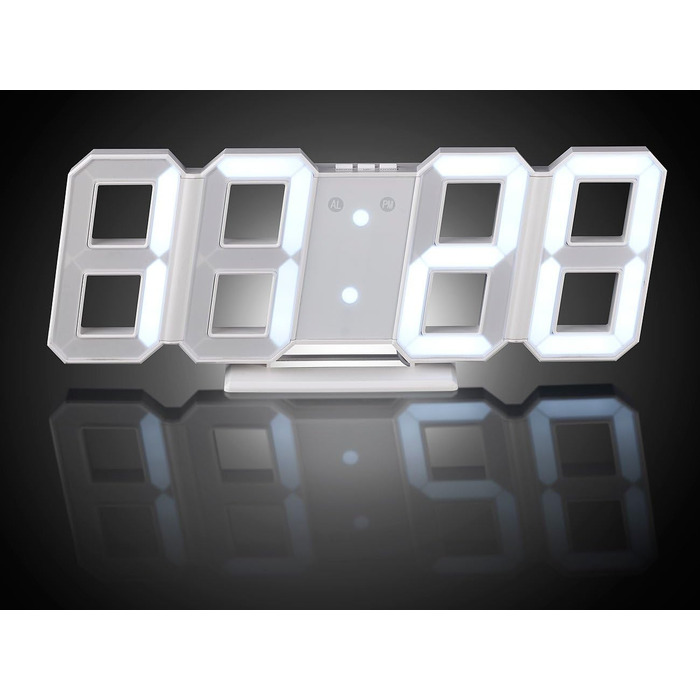Lunartec Digital Clock Wall: Digital Jumbo LED Table & Wall Clock, 3D, Alarm Clock, Dimmable, 28 cm (Digital Clock for Placement, 3D Clock, Illuminated)