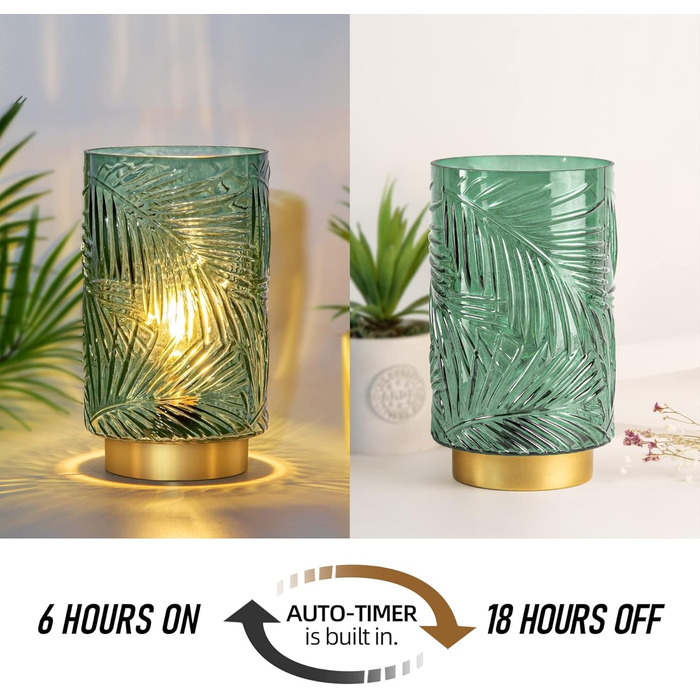 Настільна лампа MJ PREMIER акумуляторна LED з сенсорним вимикачем, регульована яскравість, скло, USB зарядка, аварійна лампа, зелена