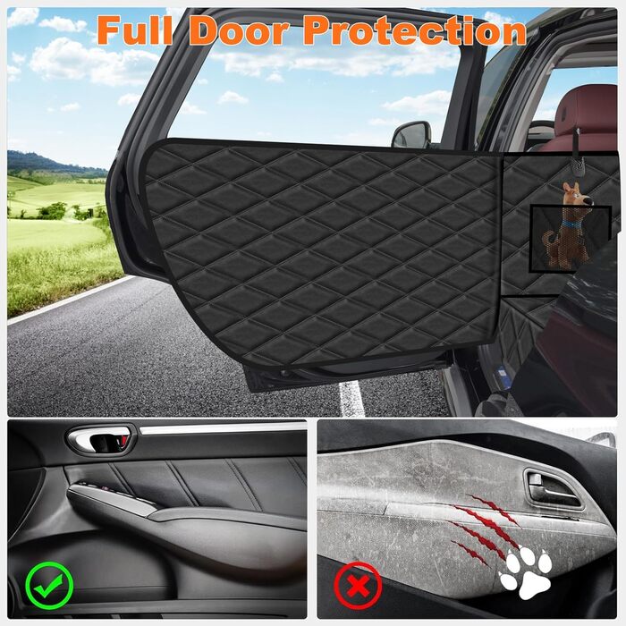 Захисний чохол на заднє сидіння автомобіля для собак, водовідштовхуючий, антиковзаючий, 128x61 см, чорний