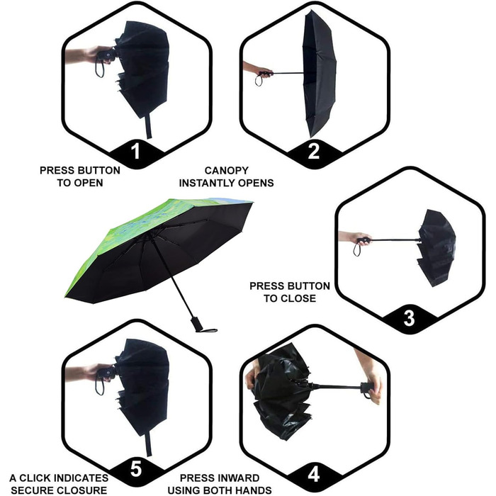 Компактна дорожня парасолька SY Winddicht: автоматична, легка, міцна. Парасольки від виробника, висока якість за доступною ціною (C-Grünes Weizenfeld)