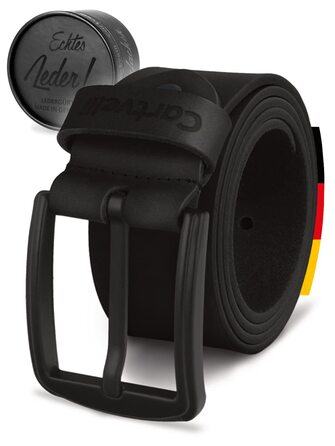 Чоловічий шкіряний ремінь чорного кольору 40 мм, Made in Germany, подарункова коробка, чорна пряжка, матеріал - шкіра, ширина 40 мм, розмір 110