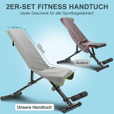 Набір спортивних рушників 2 шт. 120x50 см з кишенею на блискавці, мікрофібра, для фітнесу, тренувань, кемпінгу, подорожей (світло-сірий-зелений)