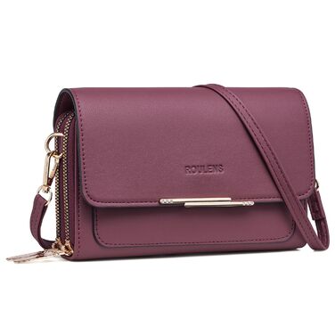 Сумка крос-боді Roulens Klein Handy Burgunderrot з веганської шкіри для жінок: компактна сумка через плече для телефону, документів та карт, регульований ремінець