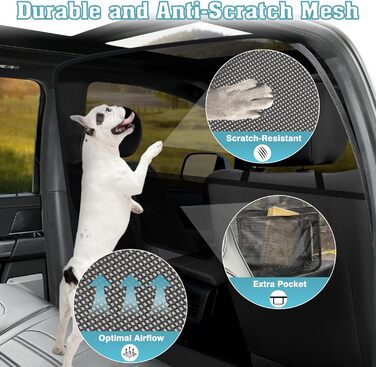 Сітчаста перегородка для собак у машину Mixsuper, 133,1 см, для позашляховиків та авто, чорний, міцна, для середніх собак