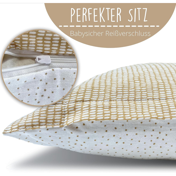 Набір постільної білизни для немовлят з органічної бавовни GOTS (Oeko-Tex100), 100 x 135 см. Комплект постільної білизни для дитячого ліжечка: подушка та ковдра для хлопчиків та дівчаток (пісочний колір). Підходить для дитячих та ліжечок для малюків, розм