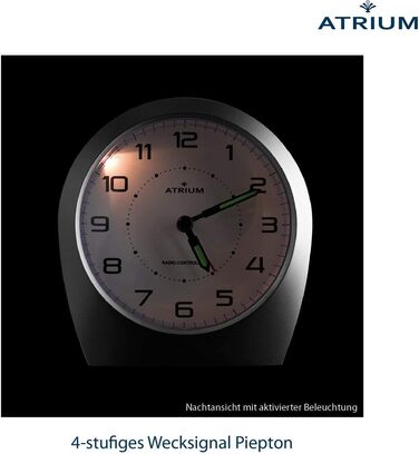 Atrium Silent Analog Clock Quartz No Ticking Classic Design Matte Black A620-7